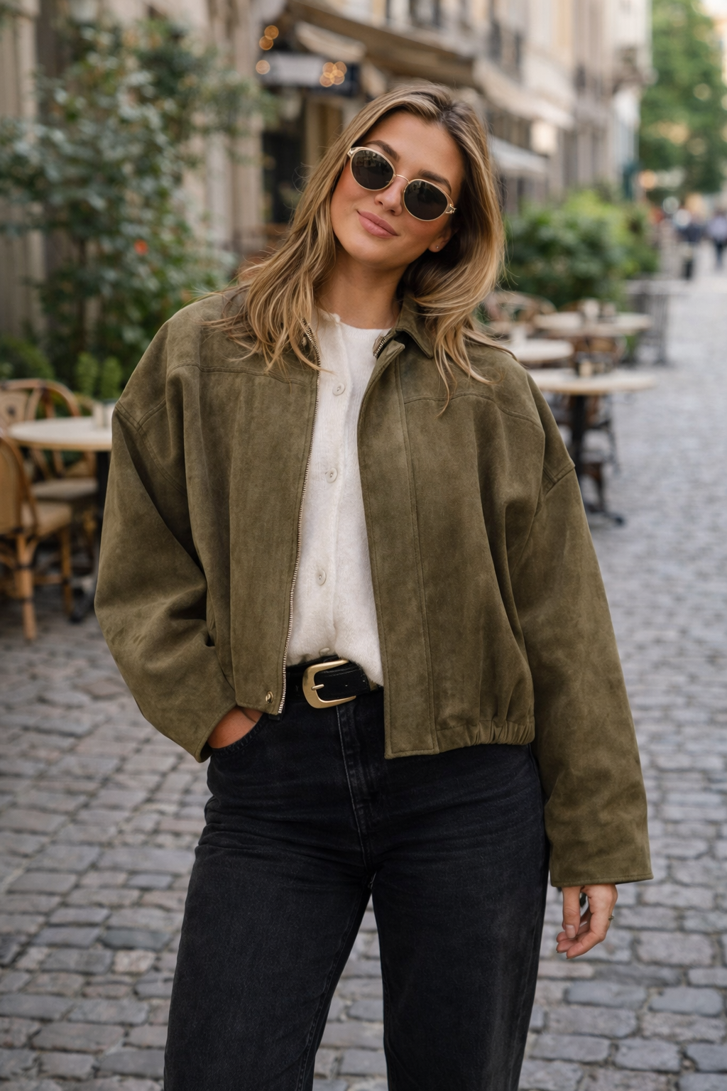 Suede Jacket Verdant Élan